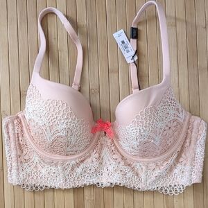Victoria's Secret Lined Lacey Demi Push Up Bra, Size 34B, NEW nwt